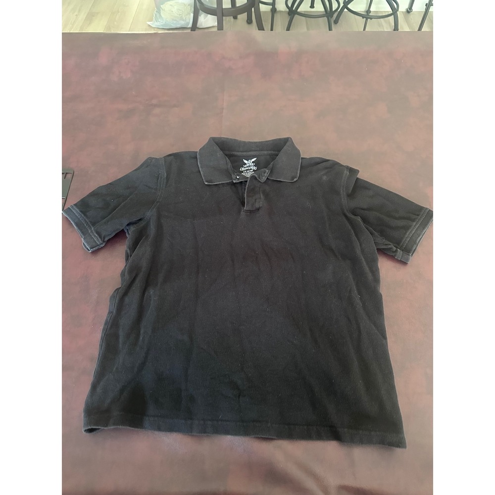 Faded Glory Mens Black Short Sleeve Cotton Pique Polo Shirt Size L 42-44